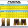 BASKETBALL UNIFORM SIZE CHART